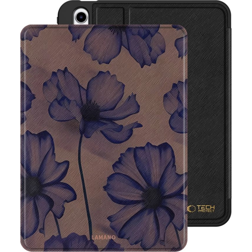 Etui z klapką Tech-Protect Lamano do Apple iPad 11 2025 / 10.9 2022, brązowe wzorzyste.